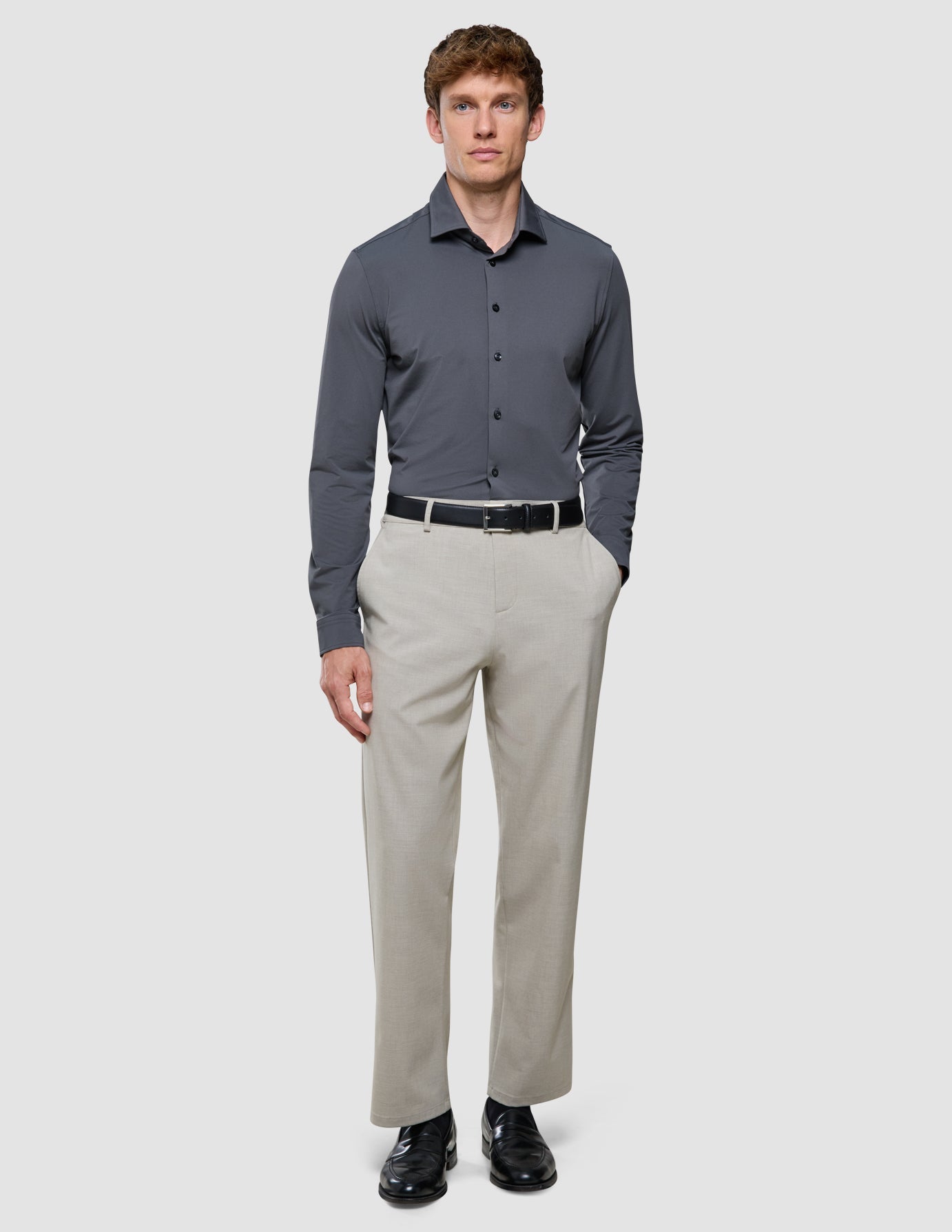 Travel Shirt Charcoal Grey Slim